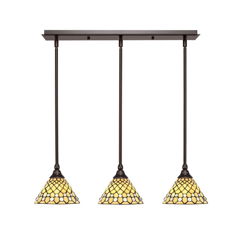 Luminaire suspendu linéaire 3 lumières 3 lumières, H 6,5 po x l 27 po x P 7 po, Bronze huilé