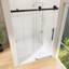 Porte de douche 48 po x 76 po coulissante simple sans cadre avec quincaillerie noir mat et verre trempé de 1/4 po pour salle de bain moderne