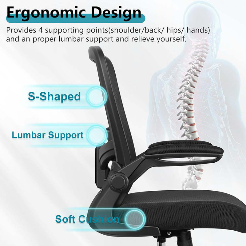 Game Chairsr, Ergonomic Desk Chair Breathable Mesh Chair With Adjustable High Back Lumbar Support Flip-Up Armrests, Executive Rolling Swivel Comfy Task Computer Chair For Home Office