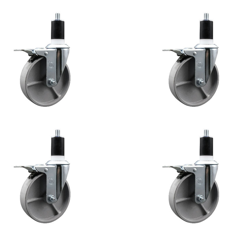 Ensemble de roulettes à tige pivotante extensible de 5 po à 1/2 po et demi-tige