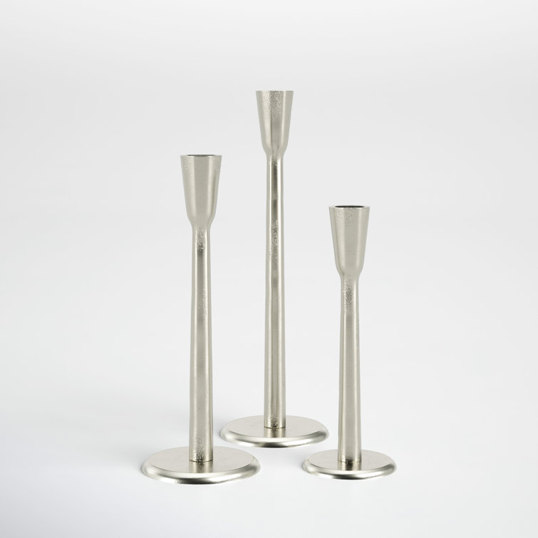 3 Piece Aluminum Tabletop Candlestick Set