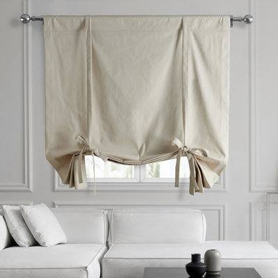 Solid Cotton Room Darkening Tie-Up Window Shade