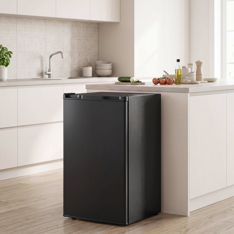 Mini-frigo de 3,2 pi³ avec compartiment réfrigéré et porte réversible, noir, Noir