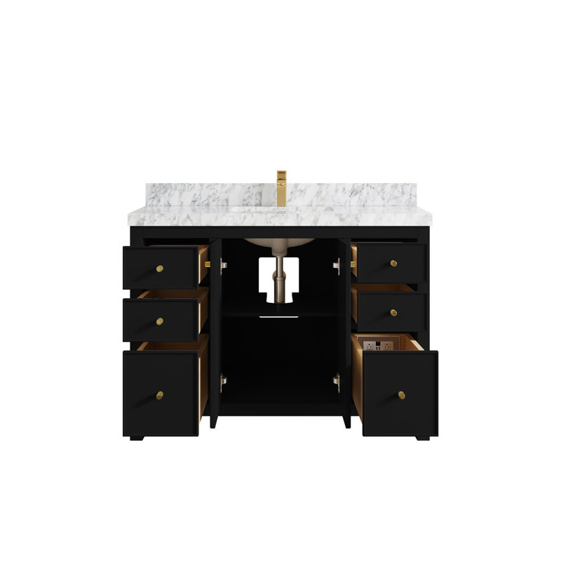 Chicago 48'' Single Bathroom Vanity with Top, Carrara Marble
