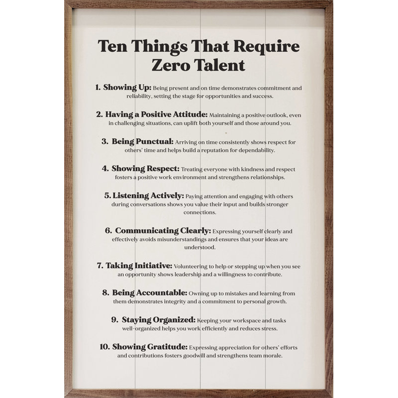 Ten Things That Require Zero Talent White, 8" H x 5" W
