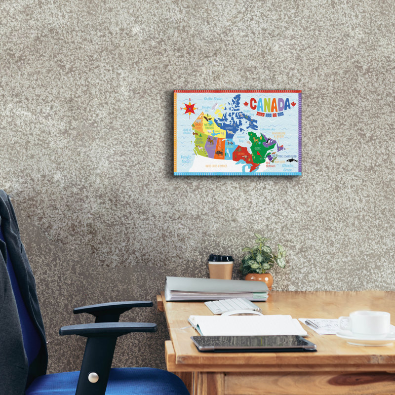 «Canada Map» par Erin Clark, art mural sur toile, H 12 po x l 18 po x P 0,75 po