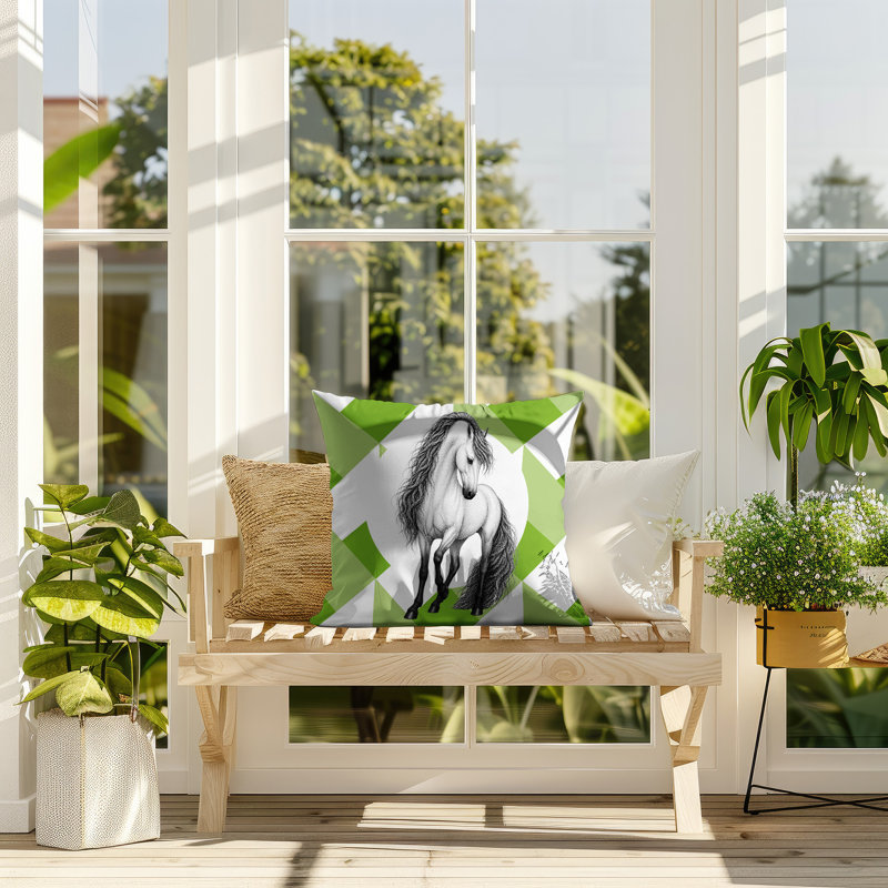 Coussin réversible Horse, 20 x 20, Vert printanier