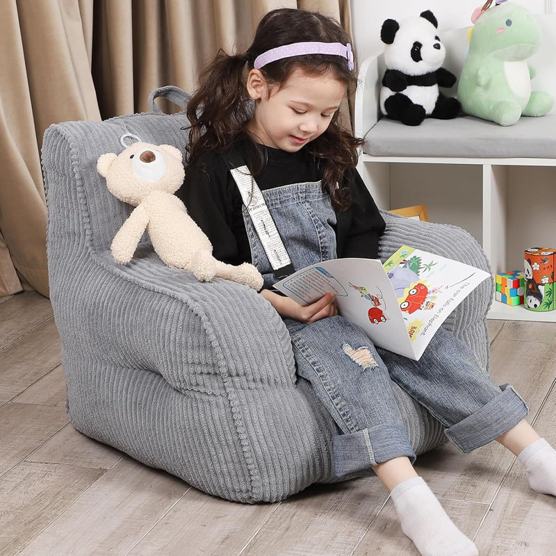 Fauteuil à billes - Gris - Taille pour tout-petit / Conception peluche / ours / Style confortable