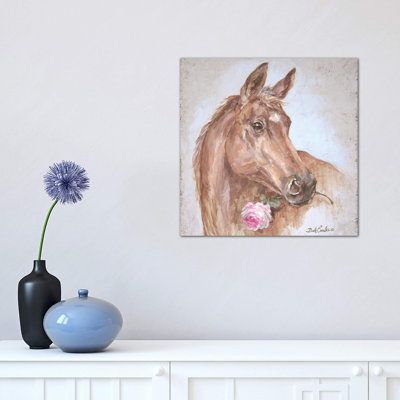 Horse With Rose by Debi Coules - Painting on Canvas