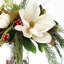 White Christmas Magnolia, Red Winter Berry, Real Touch Cedar & Branches Holiday Water Illusion Arrangement Centerpiece in Cylindrical Glass Vase
