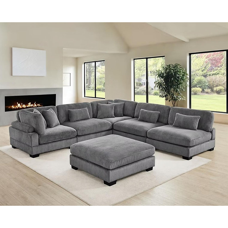 Canapé modulaire 6 pièces Supremo, Tissu gris