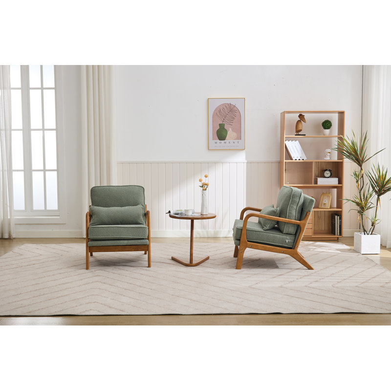Holdyn Upholstered Armchair, Light Green Polyester