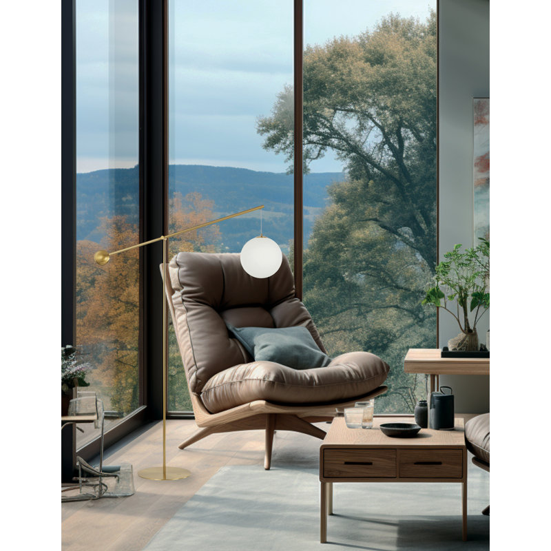Lampe sur pied H 94,5 po Kenn, Laiton vieilli