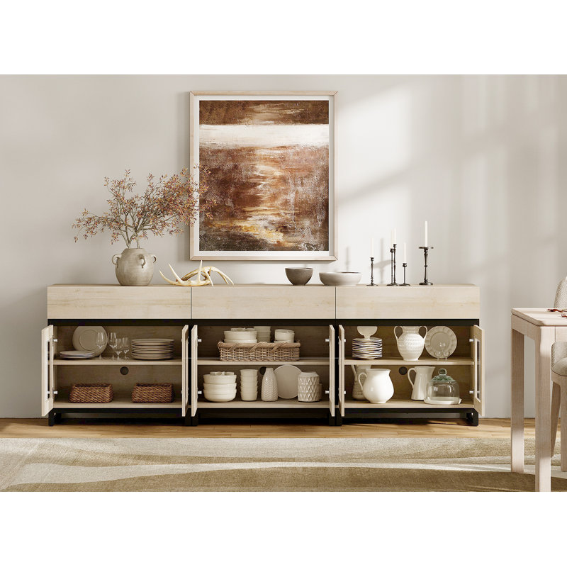 Modern TV Stand With Glass Doors For 110 Inch Tvs, 3 In 1 Entertainment Center Console With 3 Drawers And Metal Base For Living Room, Bedroom