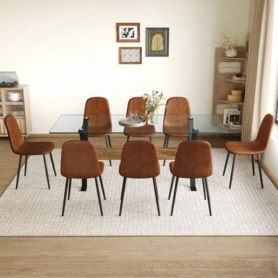 Ensemble de salle à manger élégant en verre trempé pour réunions de famille minimalistes