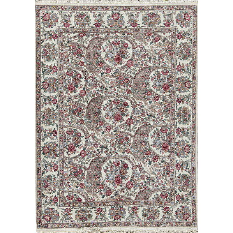 Wool Oriental Area Rug in Beige/Red, Rectangle 9' x 12'