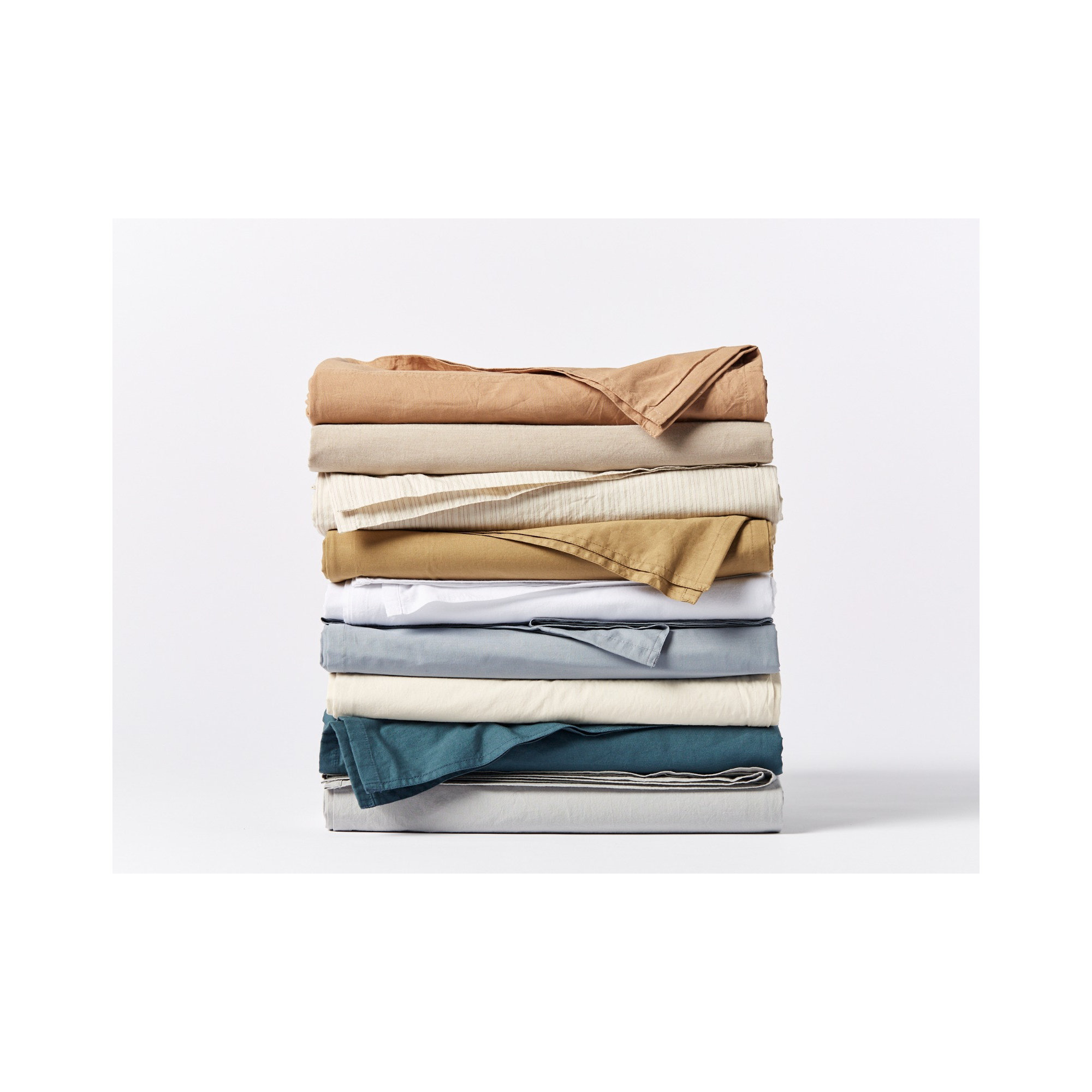 Organic Crinkled Percale 100% Cotton Percale Sheet Set, Steel Blue, California King Sheet Set with 2 Pillowcases