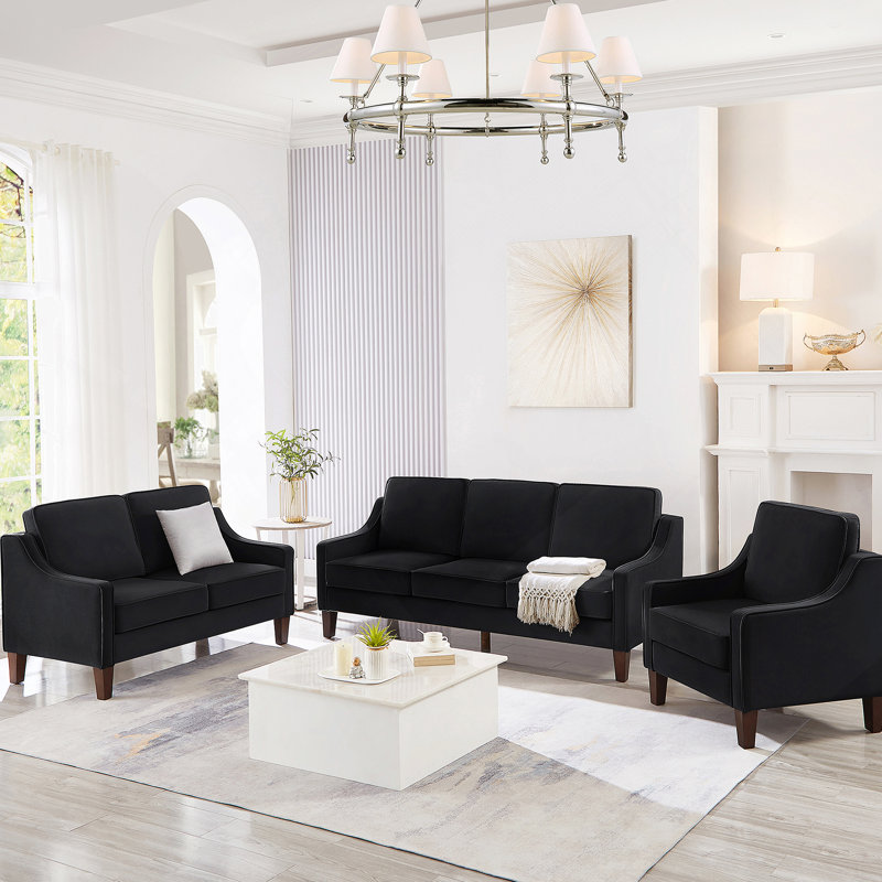 Canapé rembourré 3 places en velours avec coussins amovibles pour la chambre à coucher Livingrooom