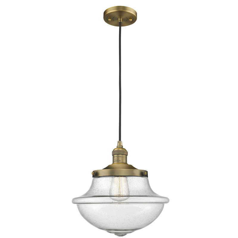 Luminaire suspendu simple à 1 lumière Baptiste, Grainé, Ampoule DEL 6 watts Vinage, Laiton brossé
