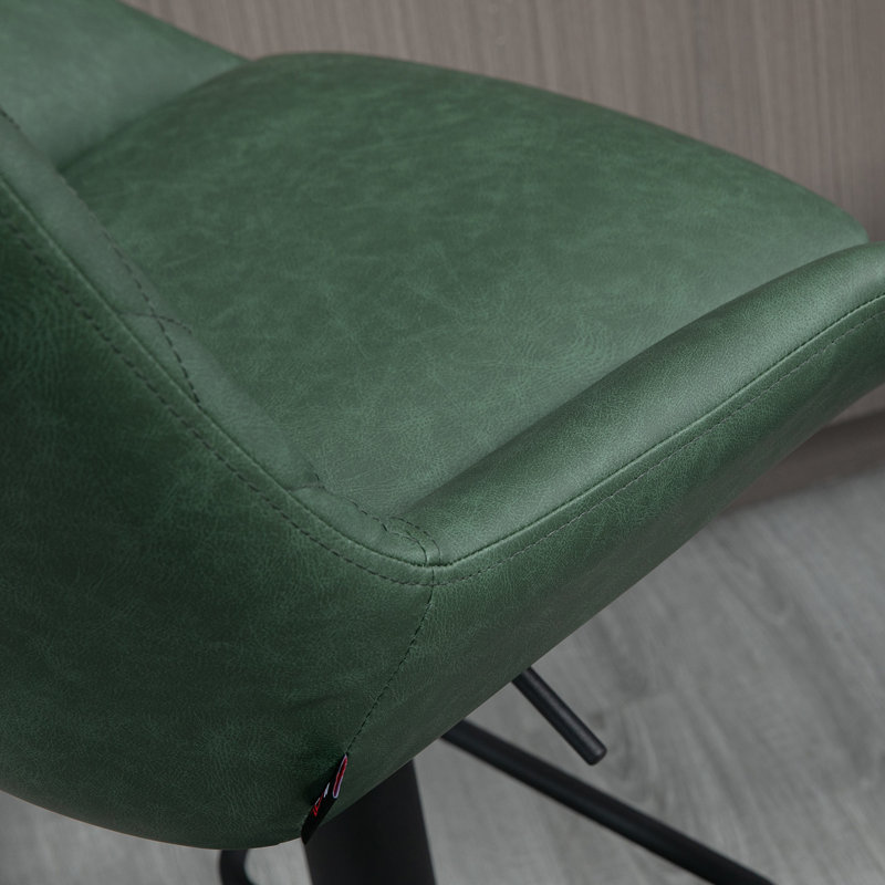 Swivel Upholstered Adjustable Height Counter Stool with Metal Frame, Dark Green