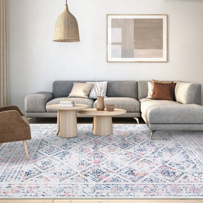 Tapis rétro géométrique délavé rétro Boho