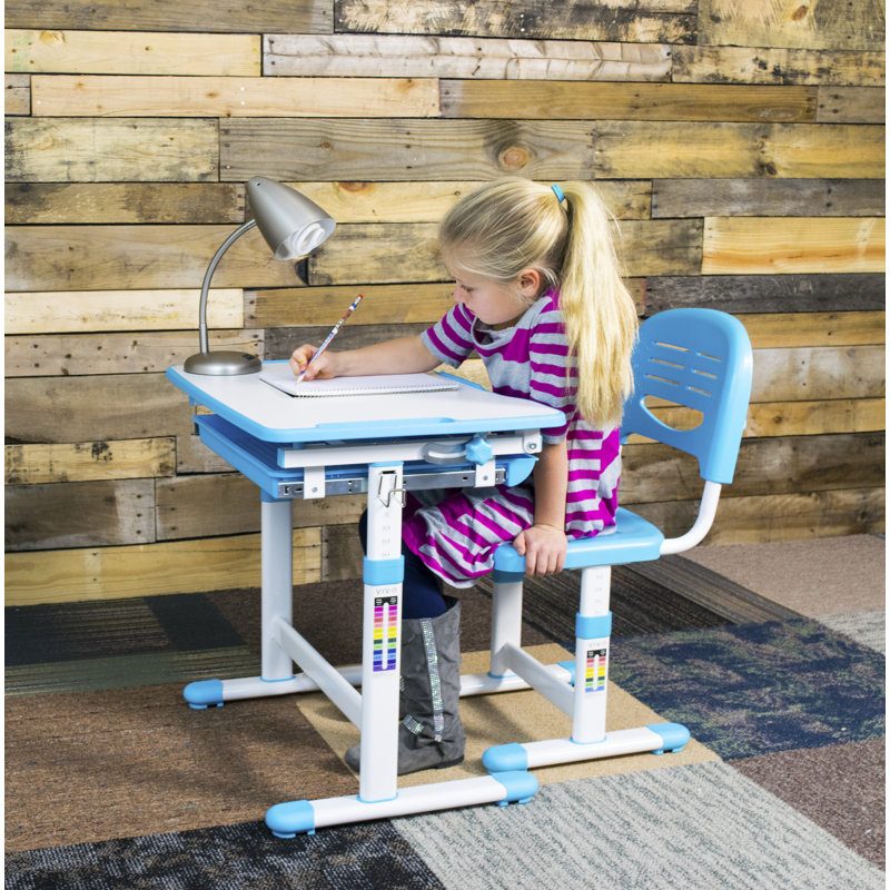 Adjustable Blue Acrylic Children's Desk & Chair with Drawer