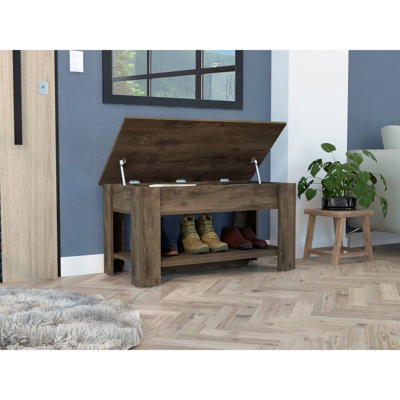 Table de rangement Polgon, tablette de table extensible, tablette inférieure, finition brun foncé, Marron foncé