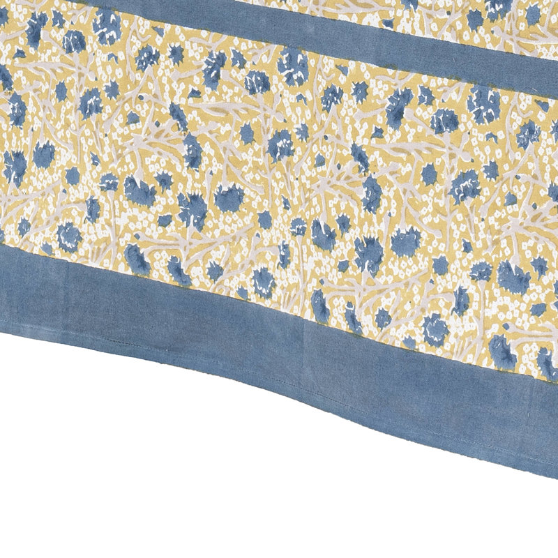 Meadows Handmade Floral Tablecloth, 128" x 71", Blue/Green