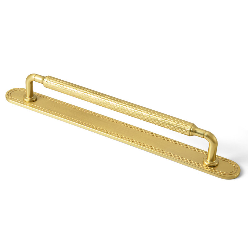 Anti-Slip Wave Pattern Cabinet Pull With J-Backplate Multipack, 7 9/16", Brushed Gold