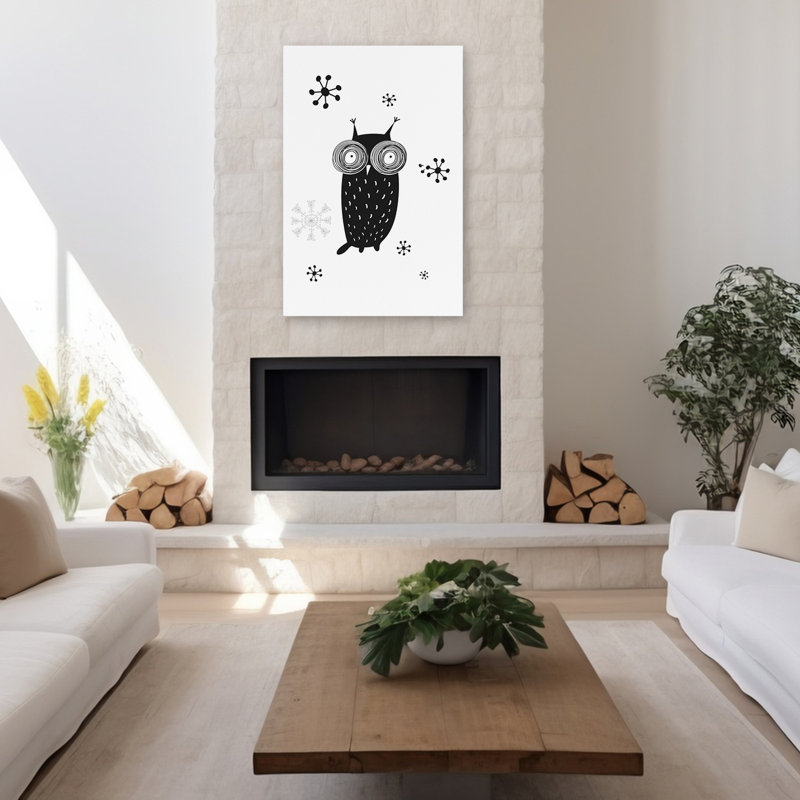 Hibou I - animaux contemporains, oiseaux, hiboux, art, H 48 po x l 32 po