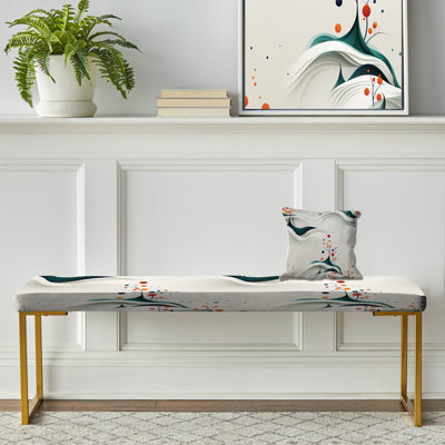 Banc blanc et bleu sarcelle minimaliste à motif d'arbre abstrait Zen