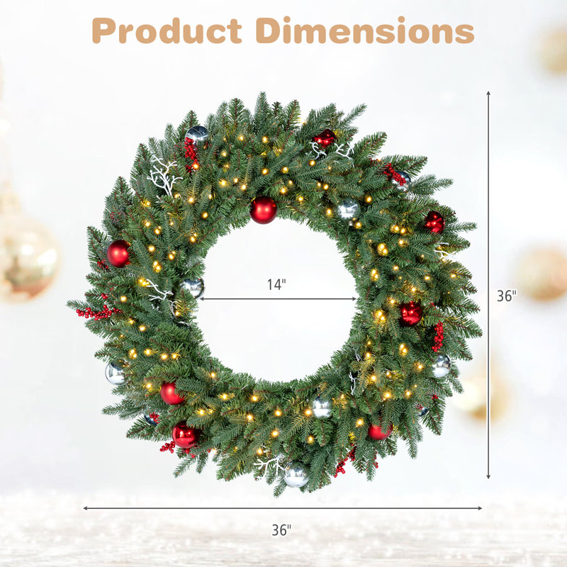 36 " Pre-Lit Wreath, 1