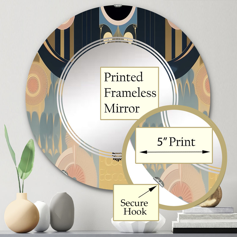 Curcuma - Miroir mural moderne rond, 24 po x 24 po