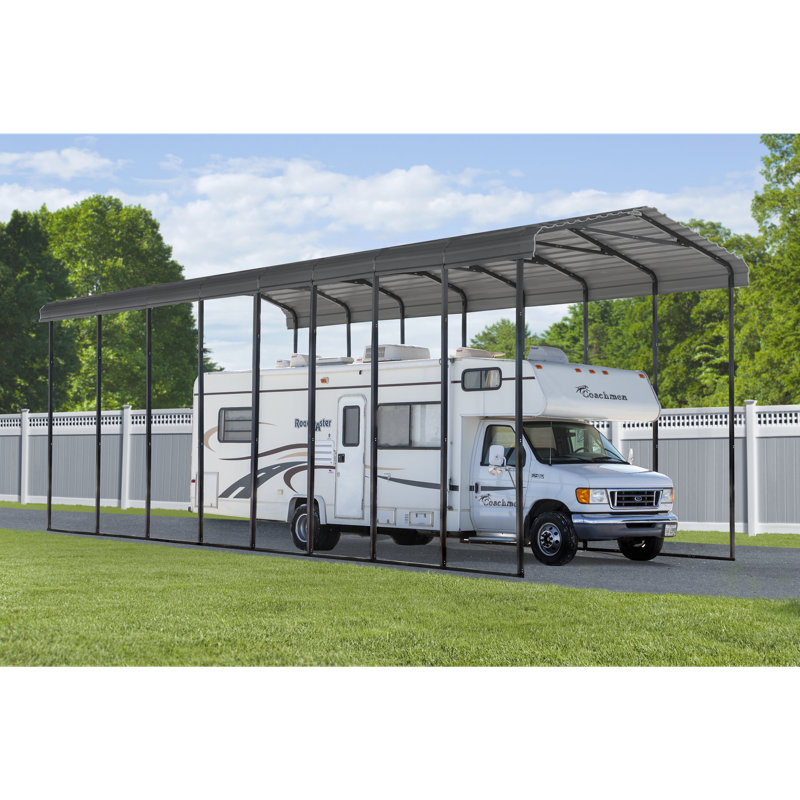 Galvanized Steel Rv Carport, 14X38X14, Charcoal