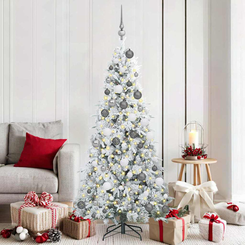 Artificial Hinged Christmas Tree Green PE and PVC, 5.91' H, White/Grey/White