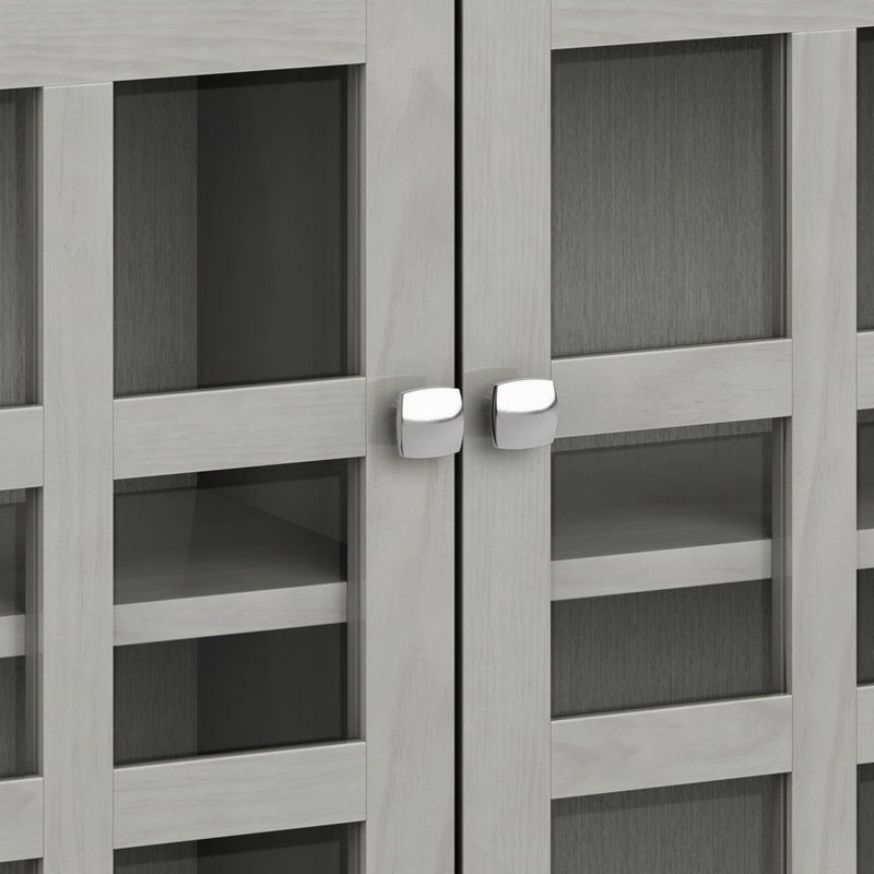 Fog Grey Solid Wood Transitional Storage Cabinet with Adjustable Shelving