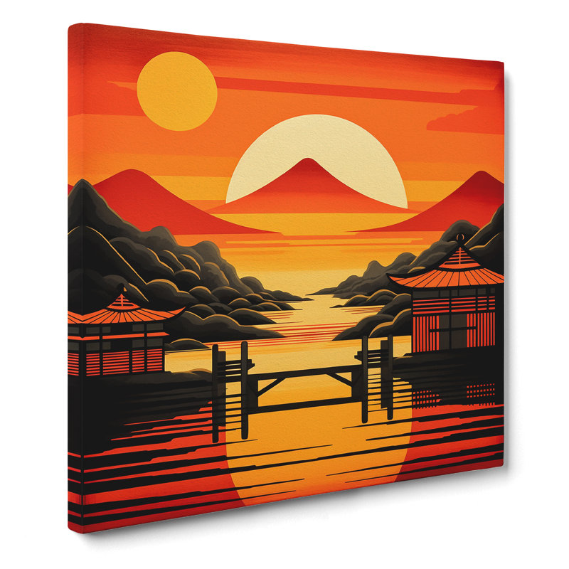 Japanese Sunset Constructivism No.3 - Print, 35cm H x 35cm W x 3cm D