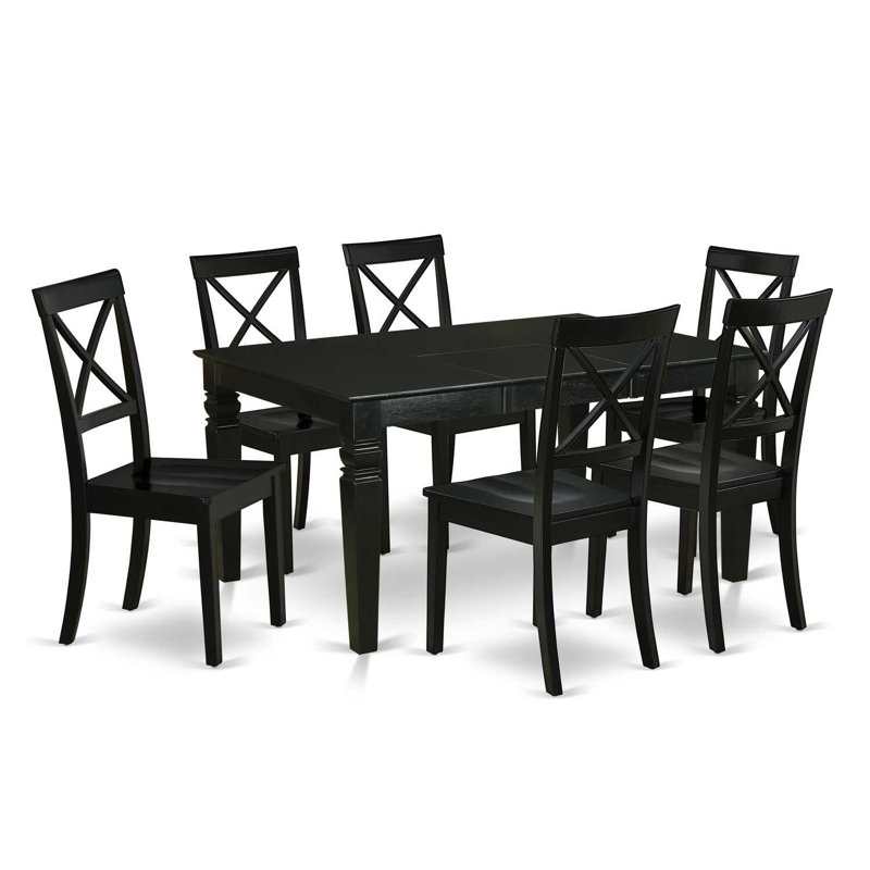  Table de salle à manger 7 pièces 7 pièces, H 39 po x l Ne s'applique pas, Noir