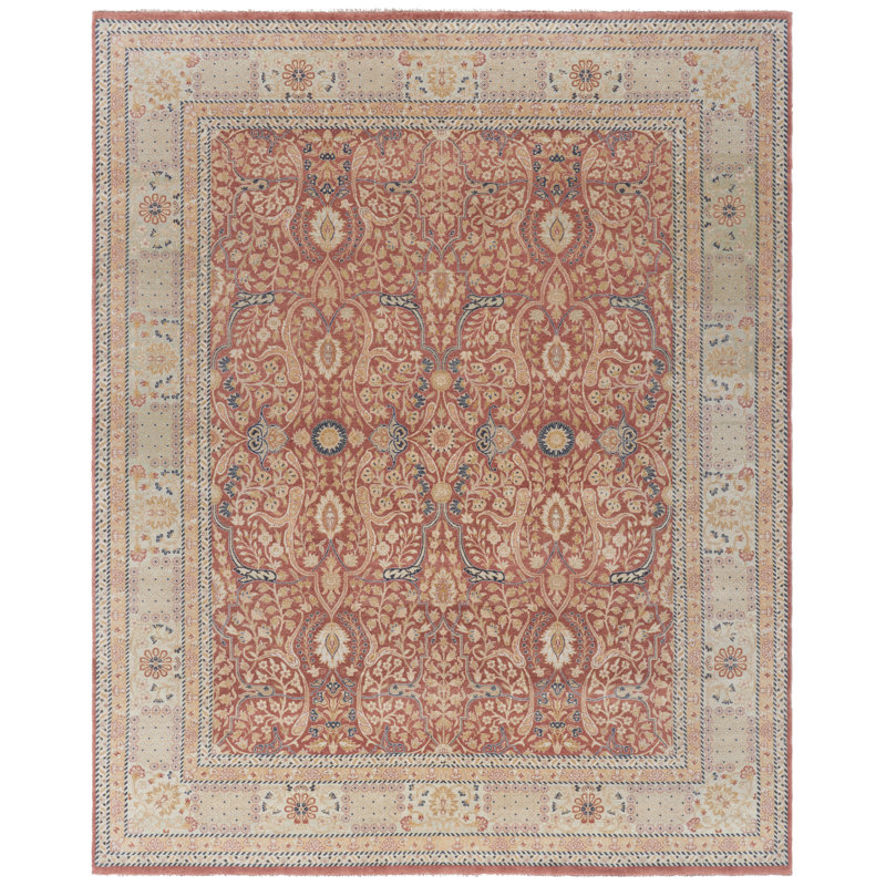 Elegant Tabriz-Inspired Hand-Knotted Wool Blend Area Rug, 8' x 10'