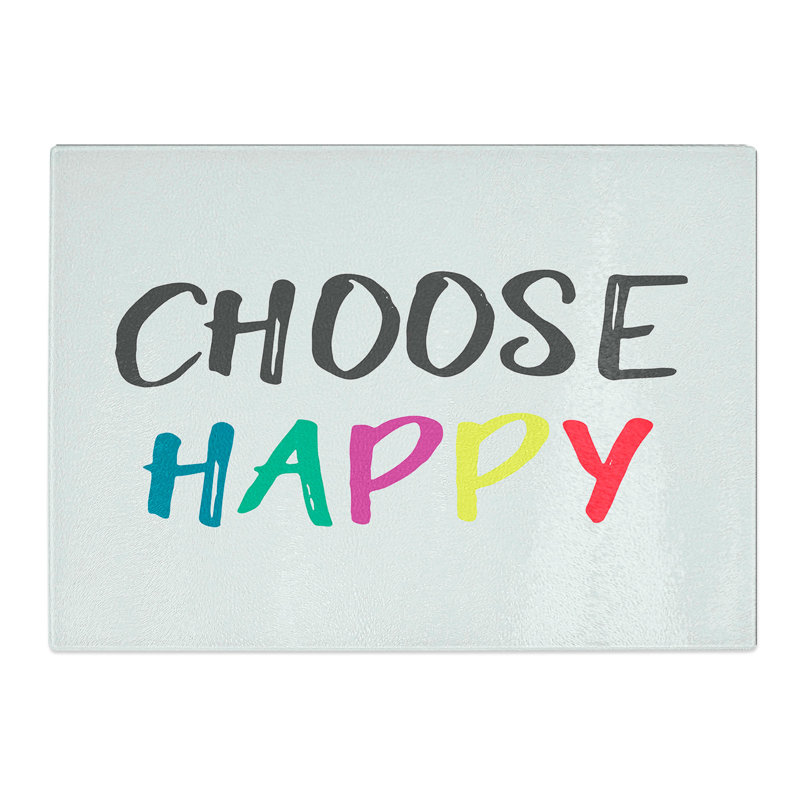 Choose Happy Typography Chopping Board, 0.4cm H x 20cm W x 28.5cm L