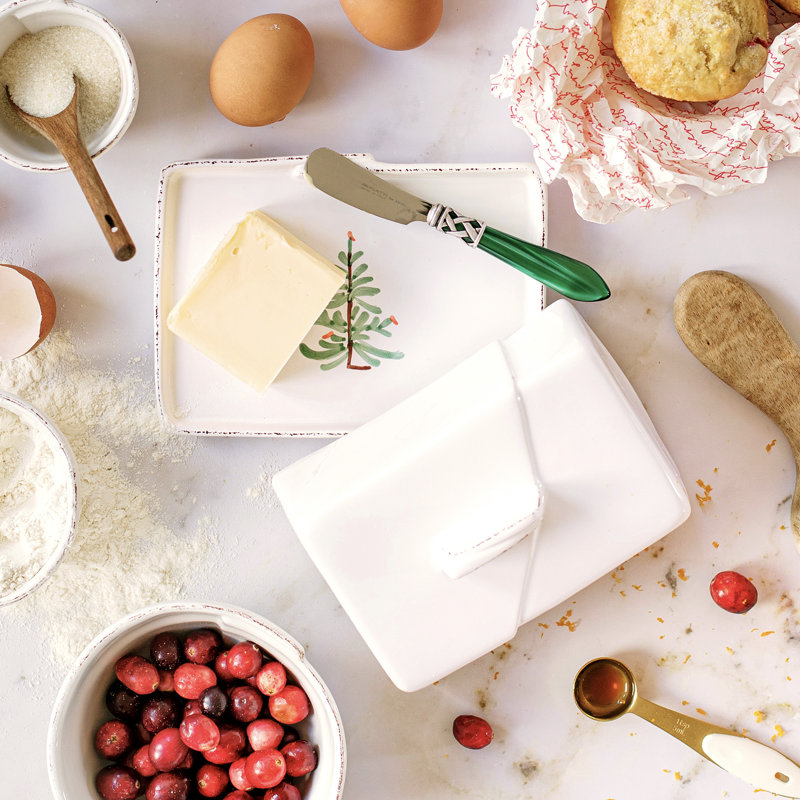 Lastra Holiday Stoneware Butter Dish