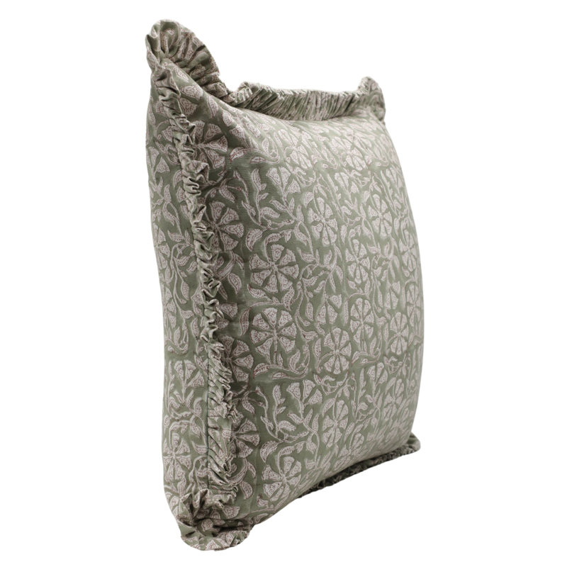 Housse de coussin en coton Floral, H 14 po x l 14 po, Carré