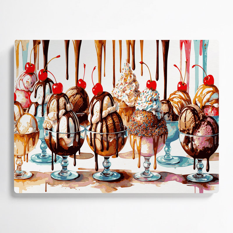 Dessert Sundae, art mural en métal blanc, H 11 po x l 14 po