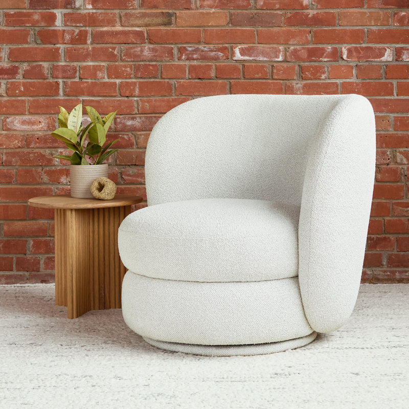Forme Swivel Chair Boucle Swivel Armless Chair, Scoria