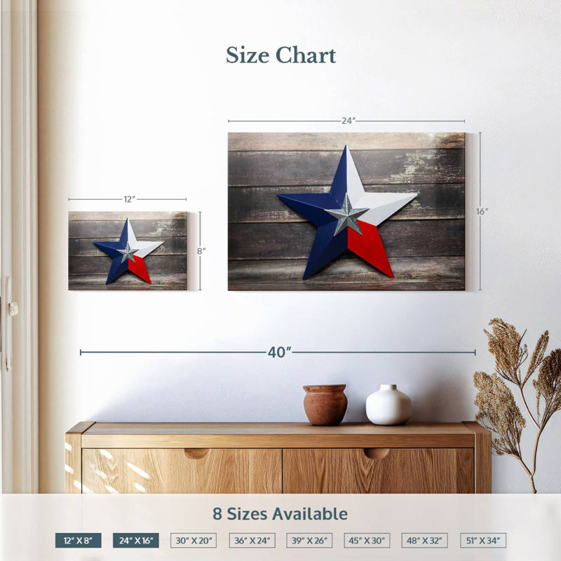 Sebbie Texas Lone Star, 16" H x 24" W