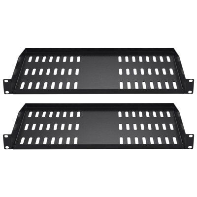 Étagère de rangement 2 PCS 1U, profondeur de 10 po / 254 mm, capacité de charge maximale de 50 lb, support en porte-à-faux ventilé ou étagère murale avec plateau, bonne circulation de l'air pour une armoire réseau ou un équipement de 19 po
