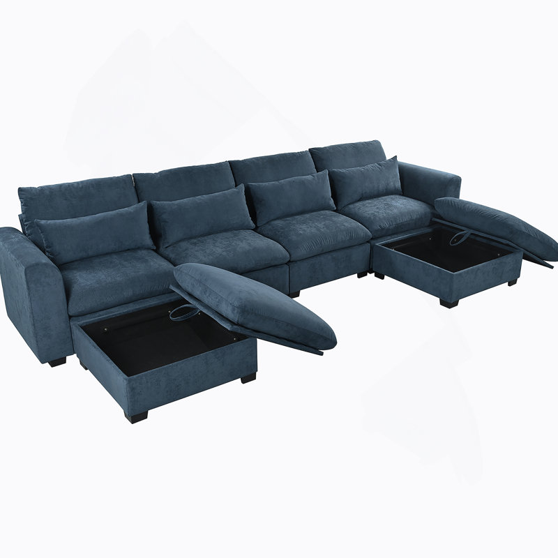 U-Shaped Modular Corner Sofa With 2 Ottomans