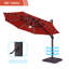 Abat-jour luxueux: parasol en porte-à-faux à DEL de 11 pi avec tissu teint dans la masse, cadre en aluminium et rotation à 360 °-1096398841