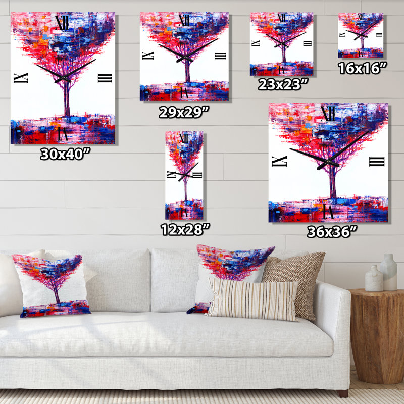 Arbre abstrait impressionniste sur une horloge murale, Grand
