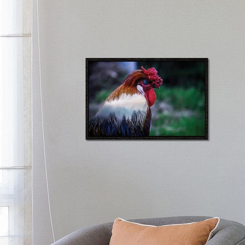 Rooster 1 Piece Wall Art on Canvas, 66.04 cm H x 45.72 cm W, Black Framed